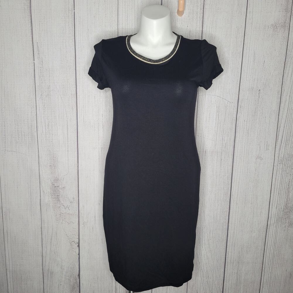 Coercion London Black Crew Neck Pullover T Shirt Dress Womens Size L